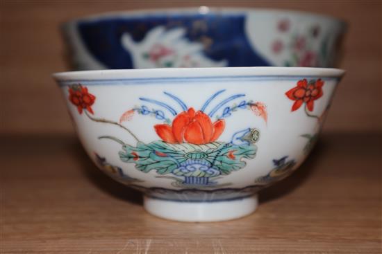 A Chinese bowl and a Chinese Imari bowl largest diameter 28cm